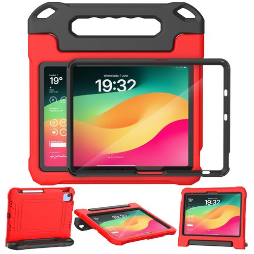 YIHE Kids Case for iPad 11th Gen (A16,11-inch 2025) & 10th Gen (10.9", 2022) | Durable Shockproof Cases for iPad 11th/10th Generation - with Built-in Screen Protector & Pencil Holder, Red Black