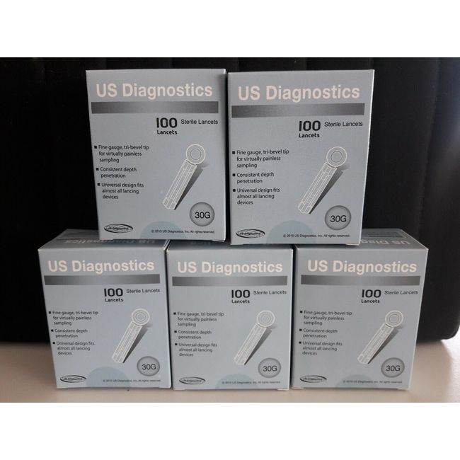 5 boxes US Diagnostics Sterile Lancets 100Ct 30G Exp 2023-05-15 NEW sealed