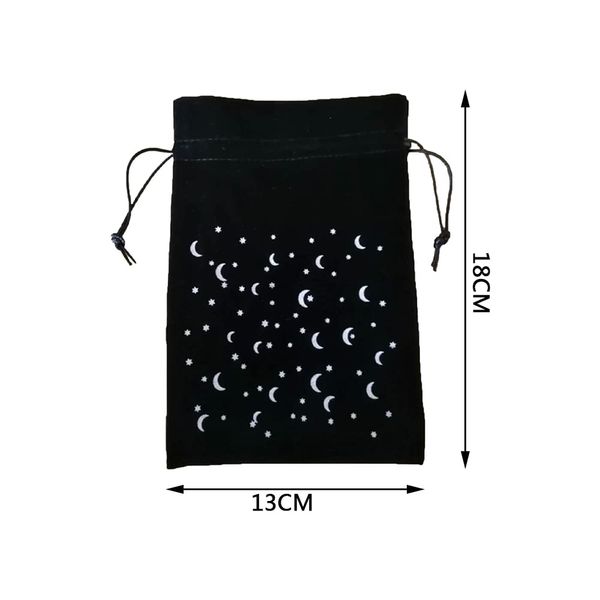 XINLRYUYING Star Print Tarot Card Bag Velvet Tarot Card Storage Bag Tarot Card Black Drawstring Pouch for Tarot Rune Jewelry Crystal