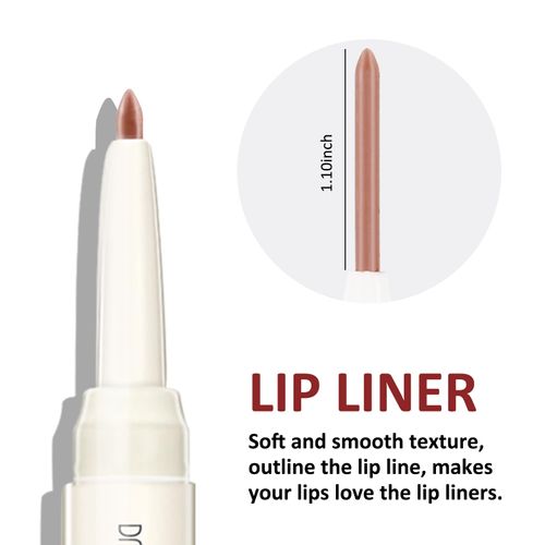 Boobeen Double Ended Lipstick, Lip Liner Makeup Velvet Lip Gloss Lipstick, Creamy Lip Pencil for Women, Matte Long Lasting Matte Satin Finish, Nourishing and Non-fading