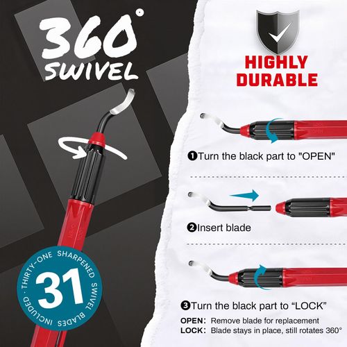 AFA Tooling - Deburring Tool with 31 High Speed Steel Swivel Blades - Works on Metal, Resin, PVC Pipes, Copper, Plastic and 3D Printed Edges - Plumbing & 3D Printing Burr Removal Reamer Tool
