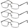 Eyekepper 3-pack Readers Rectangular Spring Temple Large Metal Reading Glasses Men Gunmetal