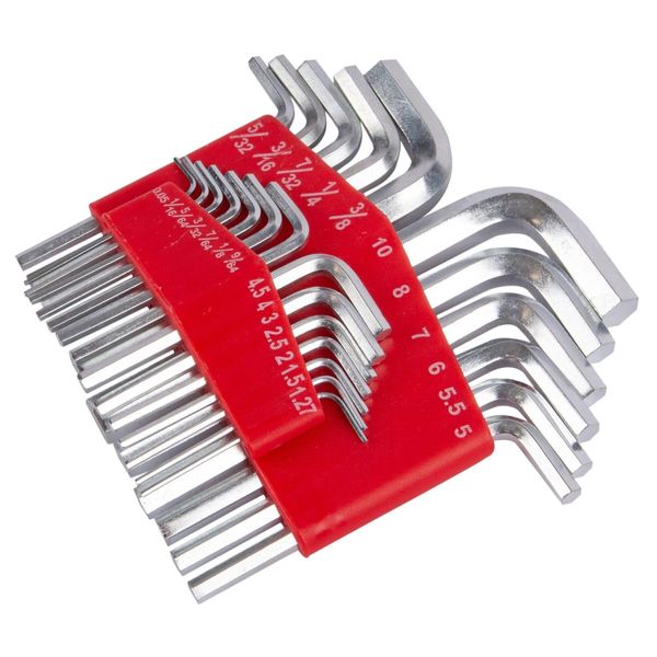 25pc Carbon Steel Hex Key Set - Assorted Metric AF Imperial Socket Wrench Allen Keys - by Blackspur