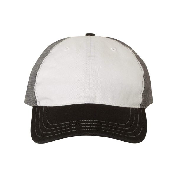 Richardson Garment Washed Trucker Cap Adjustable White/ Charcoal/ Black