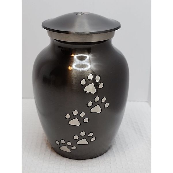 Pet Urn 6" Brass With Slate Finish New