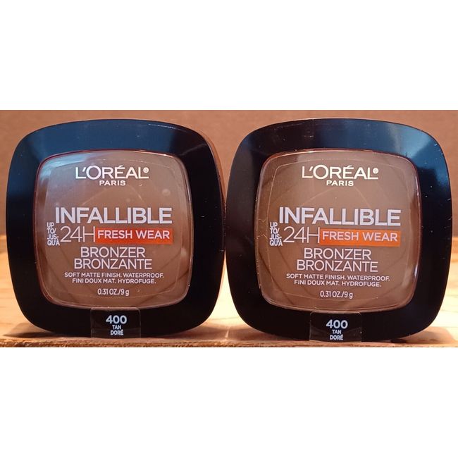 LOT OF 2 L'oreal Infallible 24hr Fresh Wear Soft  Matte  Bronzer 400 Tan