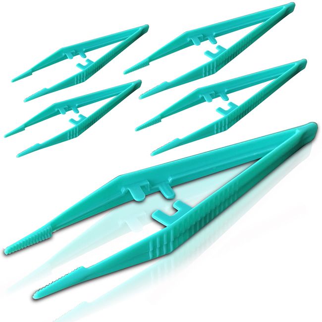 5 Pack - RE-GEN Re-Usable Plastic Tweezers - Ideal for Health & Beauty First Aid Medical DIY Arts & Crafts