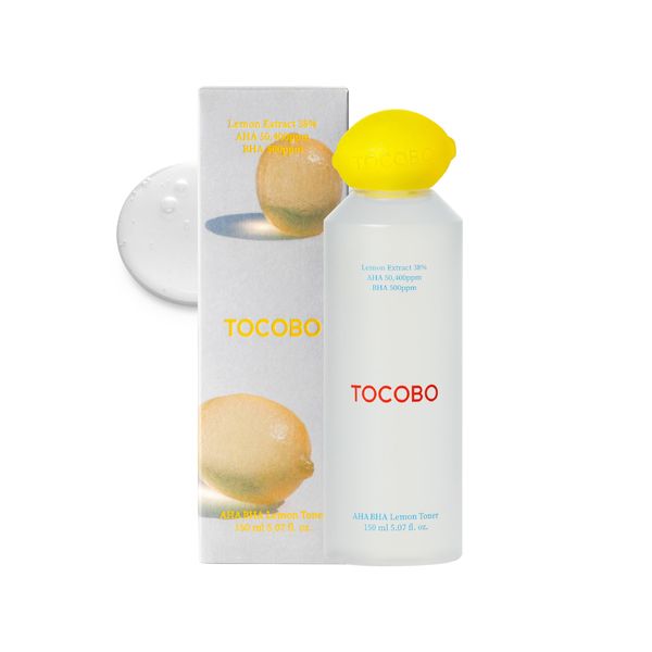 TOCOBO AHA BHA Lemon Facial Toner 5.07 fl oz / 150 ml | Vitamin C and Lemon Extract, AHA, BHA, Calming and Soothing Moisturizer | Natural Ingredients, Vegan Toner, Cruelty Free