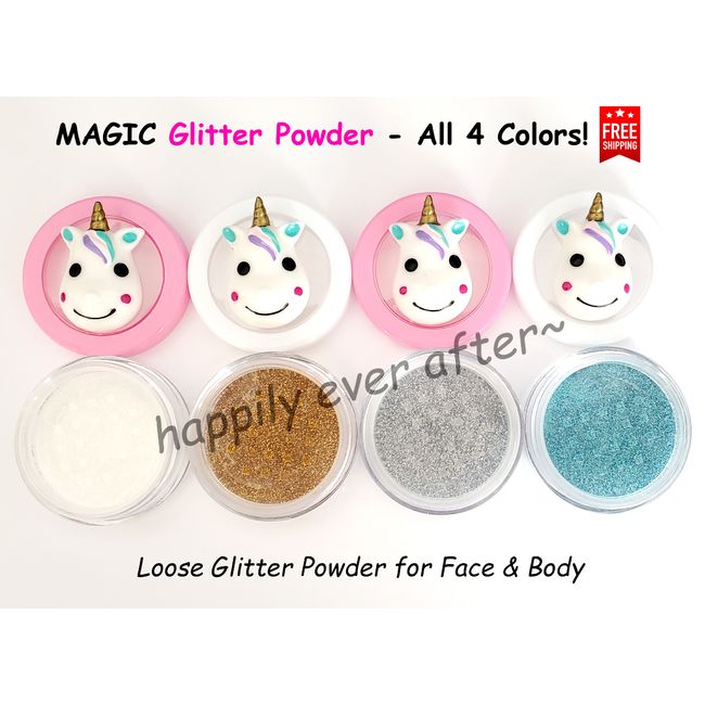 4 PCs MAGIC Glitter Powder - Loose Glitter Powder for Face & Body- All 4 Colors!