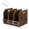 Rustic Burnt Brown Wood Office Document Folder Binder Storage Organizer Rack