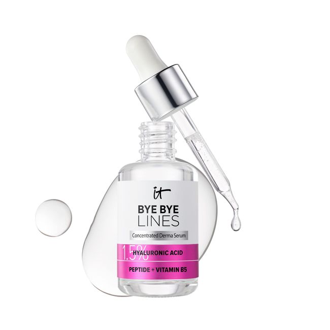 IT Cosmetics Bye Bye Lines 1.5% Hyaluronic Acid Serum - Visibly Plumps Skin & Smooths Fine Lines In 2 Weeks - With Peptide + Vitamin B5 - For All Skin Types - Vegan Formula - 1 fl oz