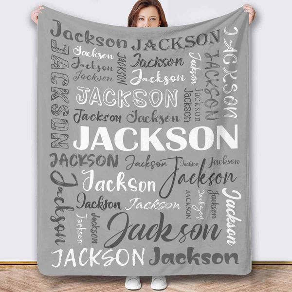 Artsadd Custom Nursery Blanket for Baby Girls Boys, Personalized Grey Baby Blanket for Kids Adults Customized Baby Blanket with Name for Boys Girls Personalized Bed Blankets for Newborn, Toddler