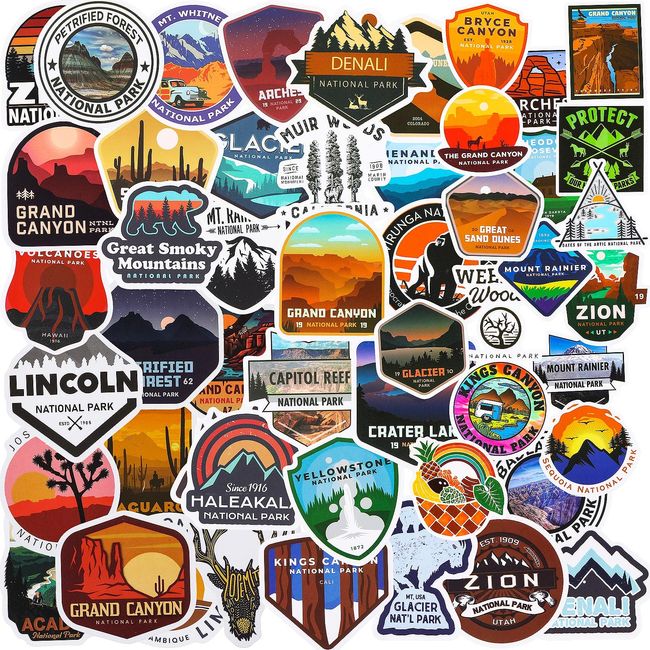 50 Pcs Nature Stickers Adventure Sticker Hiking Camping Adventure National  Park