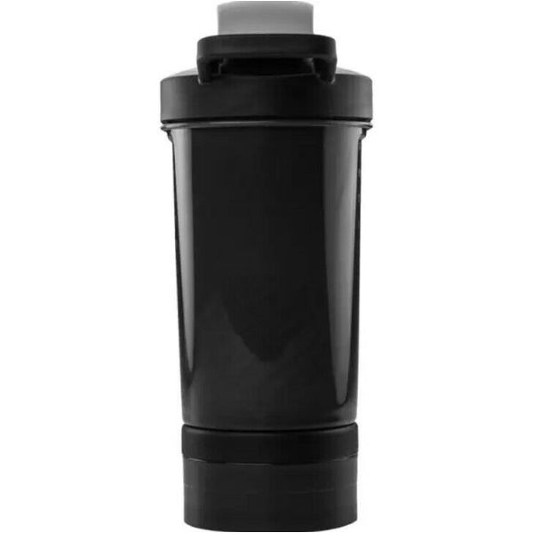 Black Shaker Bottle w/ Metal mixer & Bottom compartment