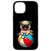 Hülle für iPhone 14 Cute Dog Pug Beach Ball