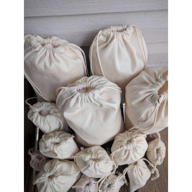 Biglotbags - 3 x 5 Inches Premium 100% Cotton Double Drawstring Muslin Bags