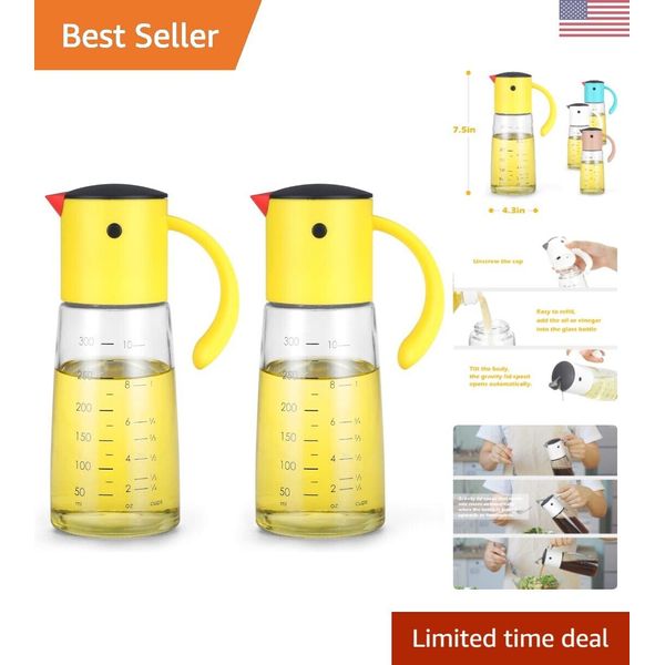 Leakproof Oil & Vinegar Dispenser - Automatic Cap & Stopper - Glass Cruet Set