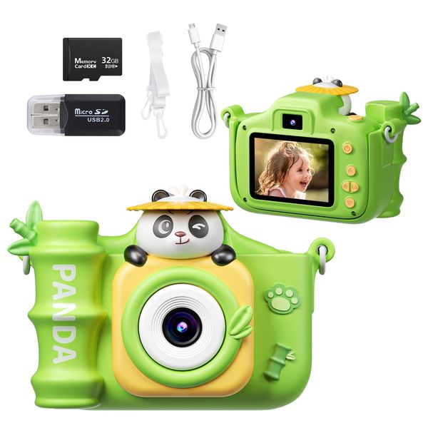 Kids Camera Toys for Boys Girls, 1080P HD Video Digital Camera with Protective Cover for Toddlers Birthday Festival Gifts, Children Selfie Camera with 32GB Card for 3 4 5 6 7 8 9 Years Old Boys Girls