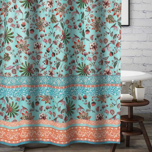 Greenland Home Barefoot Bungalow Audrey Bath Shower Curtain, Turquoise