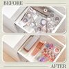 Multi-Size Clear Drawer Organizer Bins Set - 6 Pc for Home & Office Storage
