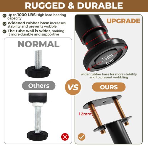 Adjustable Bed Frame Support Legs,Metal Bed Center Slat Heavy Support Leg,UPGRADE Under Bed Support, Bed Slat Reinforcement Kit,Bed Support Legs for Bed Frame Replacement,More Stable, More Quiet(2pcs)