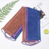 3 Pieces African Exfoliating Sponge, African Bathing Back Scrubbers, Shower Net Body Scrubber with Pull Strap (Blue Purple Coffee)