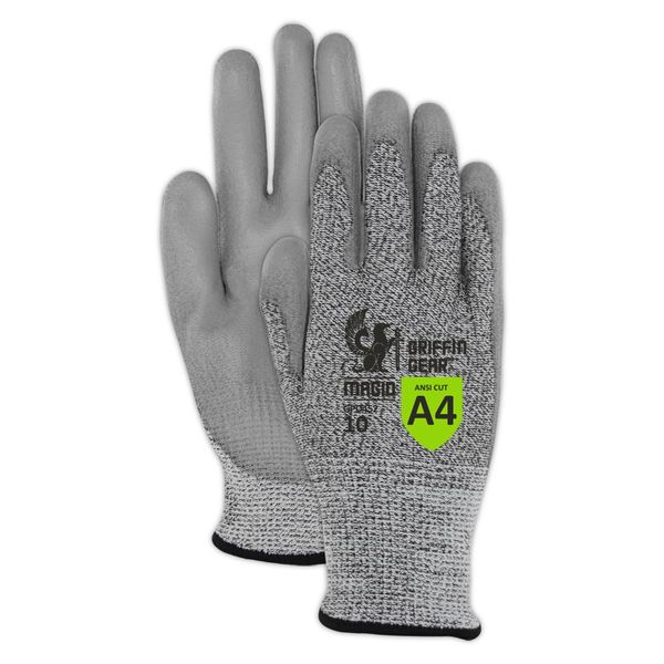 MAGID Polyurethane Coated ANSI A4 Cut-Resistant Firm Grip Work Gloves, 12 Pairs, Size 9/Large, GPD452