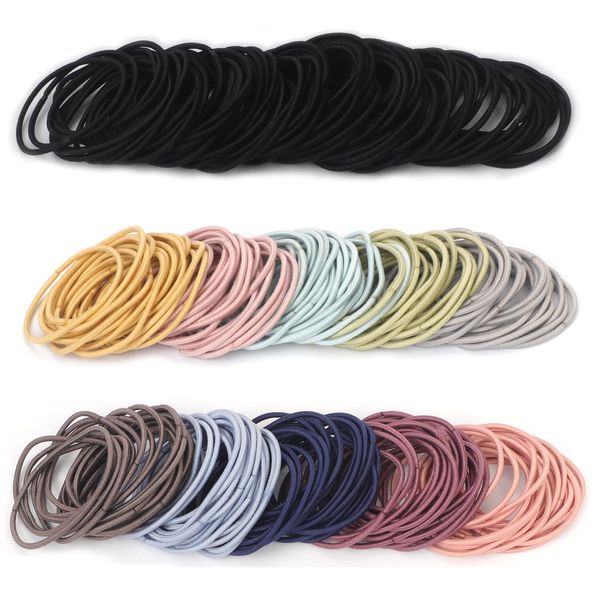 Toplive Elastic Hair Elastics, Ring Elastics, Set of 300, Bobble, Hairband, Ponytail, Holder, Hair Accessory, Knots, No Joints, 0.08 inch (2 mm) Thick, Thin Elastic Hair Arrangement, Large Capacity, Stylish