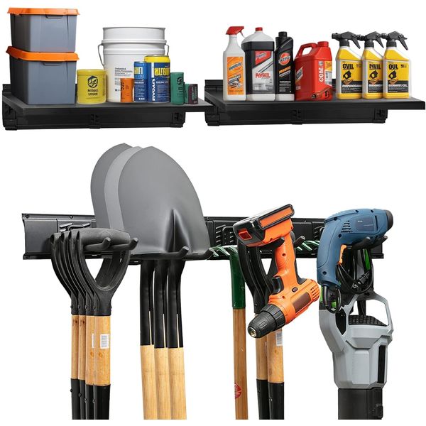 Heavy-Duty Garage Wall Storage System | Wall Mounted Tool Organizer Rack with Sh