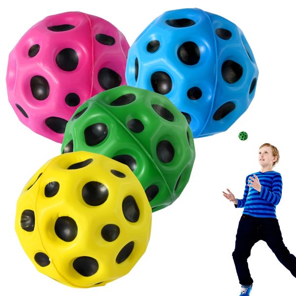 Lflwacy 4PCS Space Ball, Super High Bouncing Ball, Bouncy Ball Space Balls Toy for Kids Adults, Easy to Grip and Catch, Improve Hand-Eye Coordination,Which Used by Athletes as a Sports Training Ball.