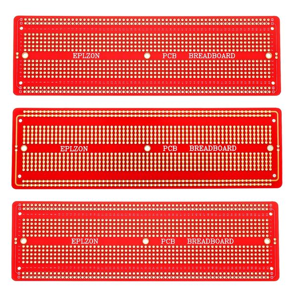 EPLZON 3pcs 6.8"x2.05" Breadboard Solderable Prototype PCB Board Kit for Electronics Projects Compatible for DIY Soldering Circuits Projects Prototype Board,Red