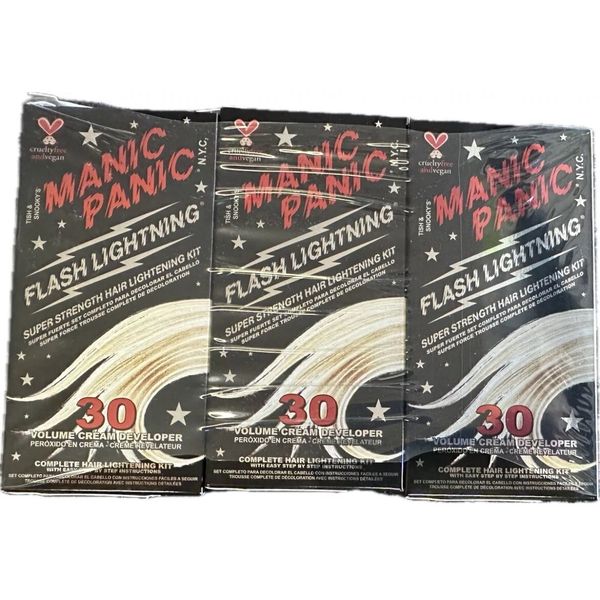 (3 Pack) Manic Panic Flash Lightning Hair Bleach Kit 30 Volume