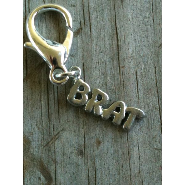 Silver Plated Lead Free Pewter "BRAT" Charm / Zipper Pull
