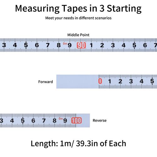 Self Adhesive Measuring Tape, 4 Self Adhesive Tape Measure, 1M Metric Sticky Scale Self-Adhesive Tape Measure Ruler, 2 Left to Right, 1 Middle to Both, 1 Right to Left for T-Track Woodworking