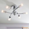 Cuba Modern 6 Way Silver Chrome Branch Arm Ceiling Light with Frosted Light Diffusing Glass Shades
