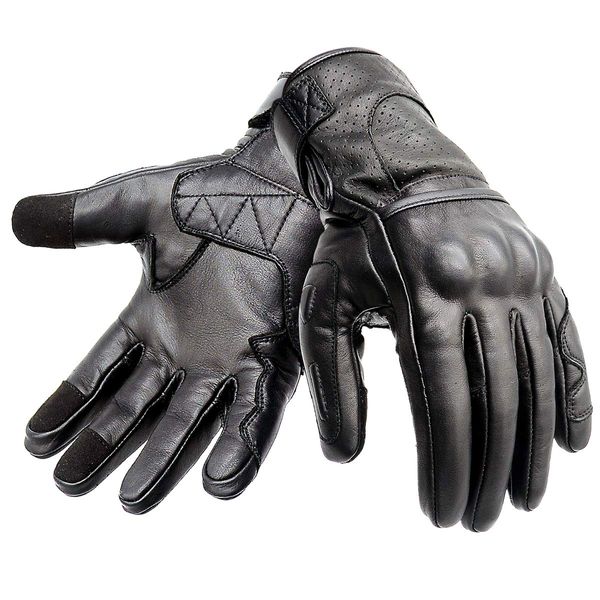 Hand Fellow Premium Leather Motorbike Motorcycle Gloves Touch Screen Gloves Mens Racing gloves ATV Riding Gloves (S), Black