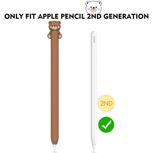 NIUTRENDZ Ultra Thin Apple Pencil 2nd Generation Cover Silicone Protective Case Cute Bear Design Only for Apple Pencil 2nd Gen (Apple Pencil 2nd Generation, Brown)