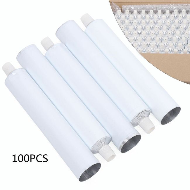 100pc New 100ml Aluminum Empty Toothpaste Tubes w/ Needle Cap Unsealed Tail Tube