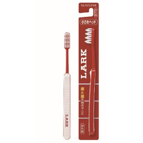 LARK Toothbrush, 3 Rows, Compact Head, Small Head, Firm, Removes Stain Between Teeth and Teeth, Yellowing Teeth, Stained Stains, Rubber Handle, V-Shaped Cut, Single Item
