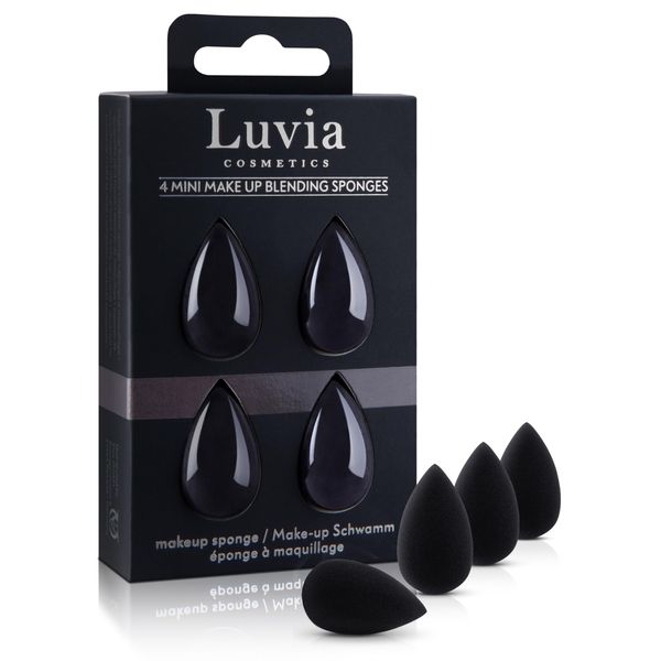 Luvia Beauty Blender Mini Sponge Set – 4 Make-Up Ei Schwämmchen in Schwarz – Super Weicher Blending Schwamm Im Set Für Präzises Und Großflächiges Verblenden