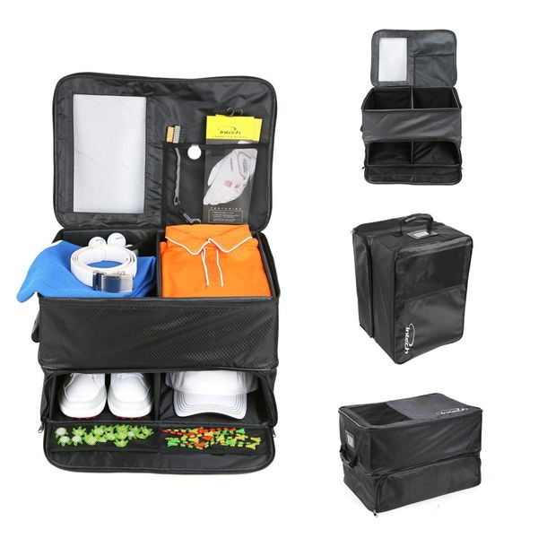 Intech Golf Trunk Organizer for Car, SUV and Truck - Double Row, Black, 19" X 14" X 12"