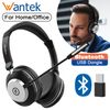 Bluetooth Work Headphones with Microphone USB Dongle Gaming Headset for PC/Phone