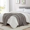 BOURINA Throw Blanket Textured Solid Soft Throws and Blankets for Sofa or Bed Knitted Decorative Blanket 127x178cm Dark Grey