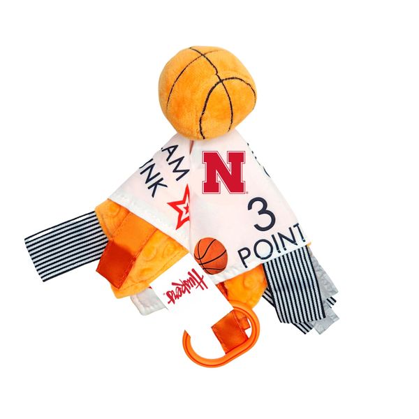 The Learning Lovey University of Nebraska Baby Basketball Tag Toy - College Baby Sensory Crinkle Toys - Soft & Safe - Ideal Baby Stroller Toy - BPA Free w/Stroller Clip (10" x 10" Tag Toy)…