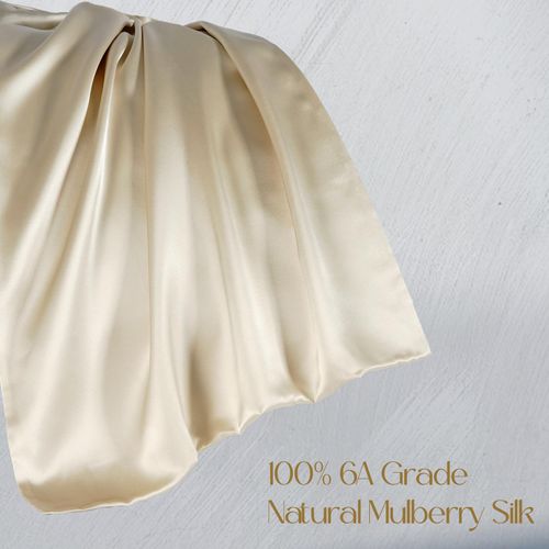 ZIMASILK 100% Pure Mulberry Silk Pillowcase for Hair and Skin Health,Soft and Smooth,Both Sides Premium Grade 6A Silk,600 Thread Count,with Hidden Zipper,1pc (King 20''x36'',Beige)