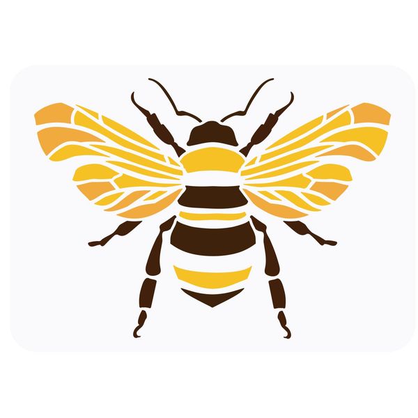 FINGERINSPIRE Bee Stencil 21x29.7cm Reusable Datura Bumblebee Drawing Stencil DIY Craft Hornet Painting Template Animal Bee Pattern Stencil for Wood Tile Floor Furniture Fabric Painting