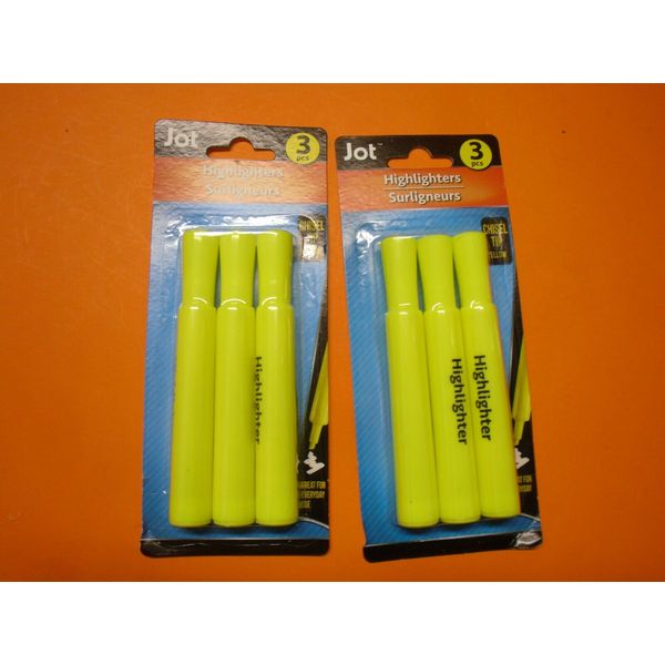 New 2 X 3 Counts Jot Highlighters, Chisel Tip