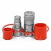 3/8" Flat Face Hydraulic Quick Connect Coupler Set w/Dust Caps, 1/2" SAE Thread