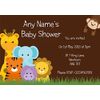 Brown Cute Jungle Animals Personalised Baby Shower Invitations