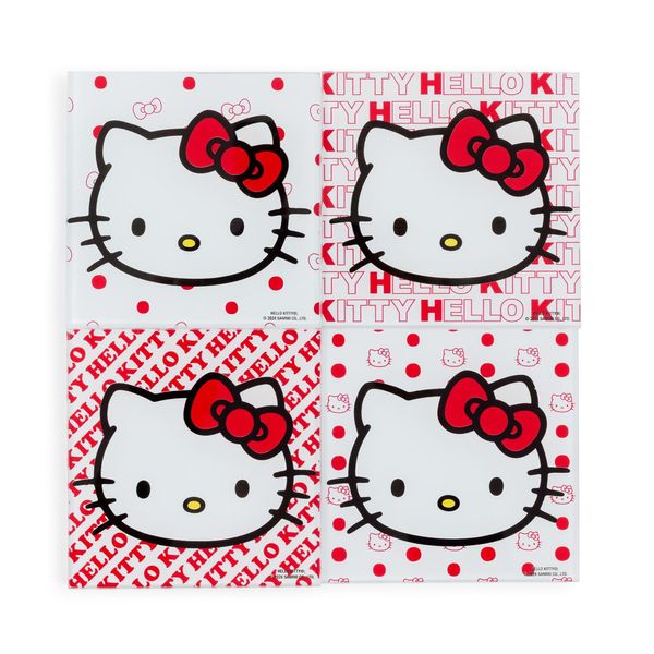 Hello Kitty Red Bow Glass Coasters | Set of 4